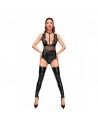F183 Powerwetlook body avec larges bretelles, empiècements en tulle et tour de cou en velours